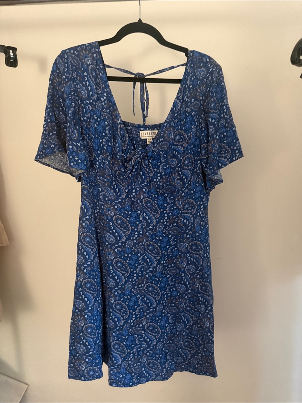 Idyllwind Blue Paisley Tie-Front Short Dress